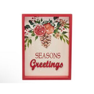 SEASONS Greetings Christmas Sign Decor Wooden Tabletop Holidays Mantel Shelf NWT